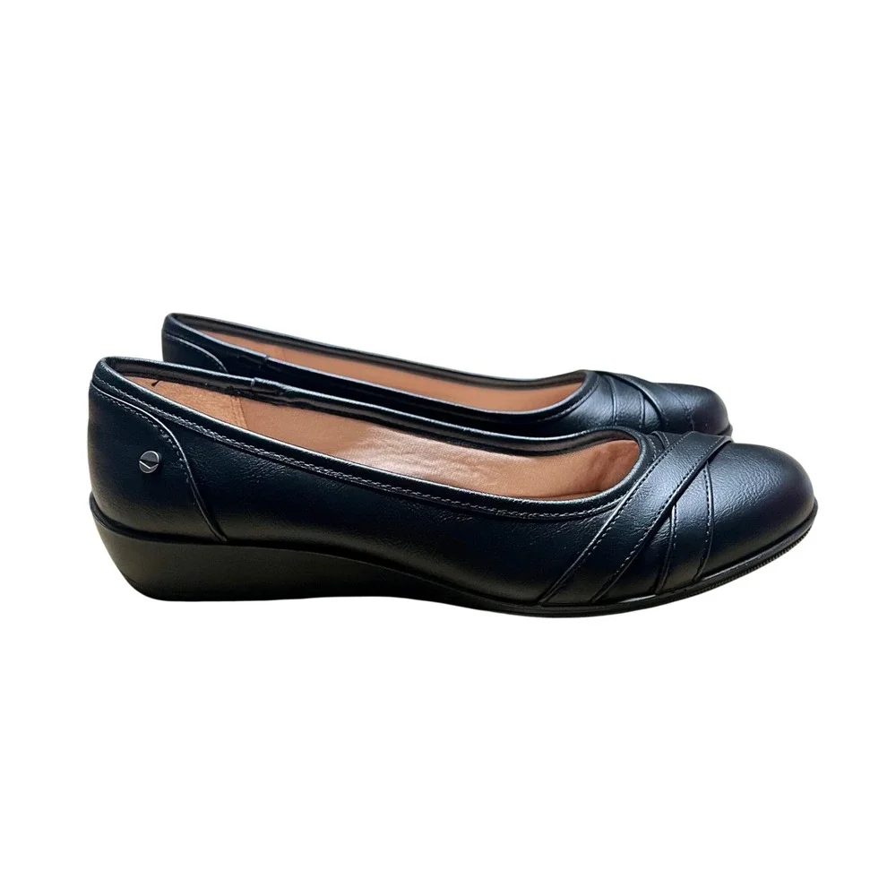 LifeStride I-Loyal Black Tumble Wedge Pumps Womens 10W Soft System‎ NEW Comfort
